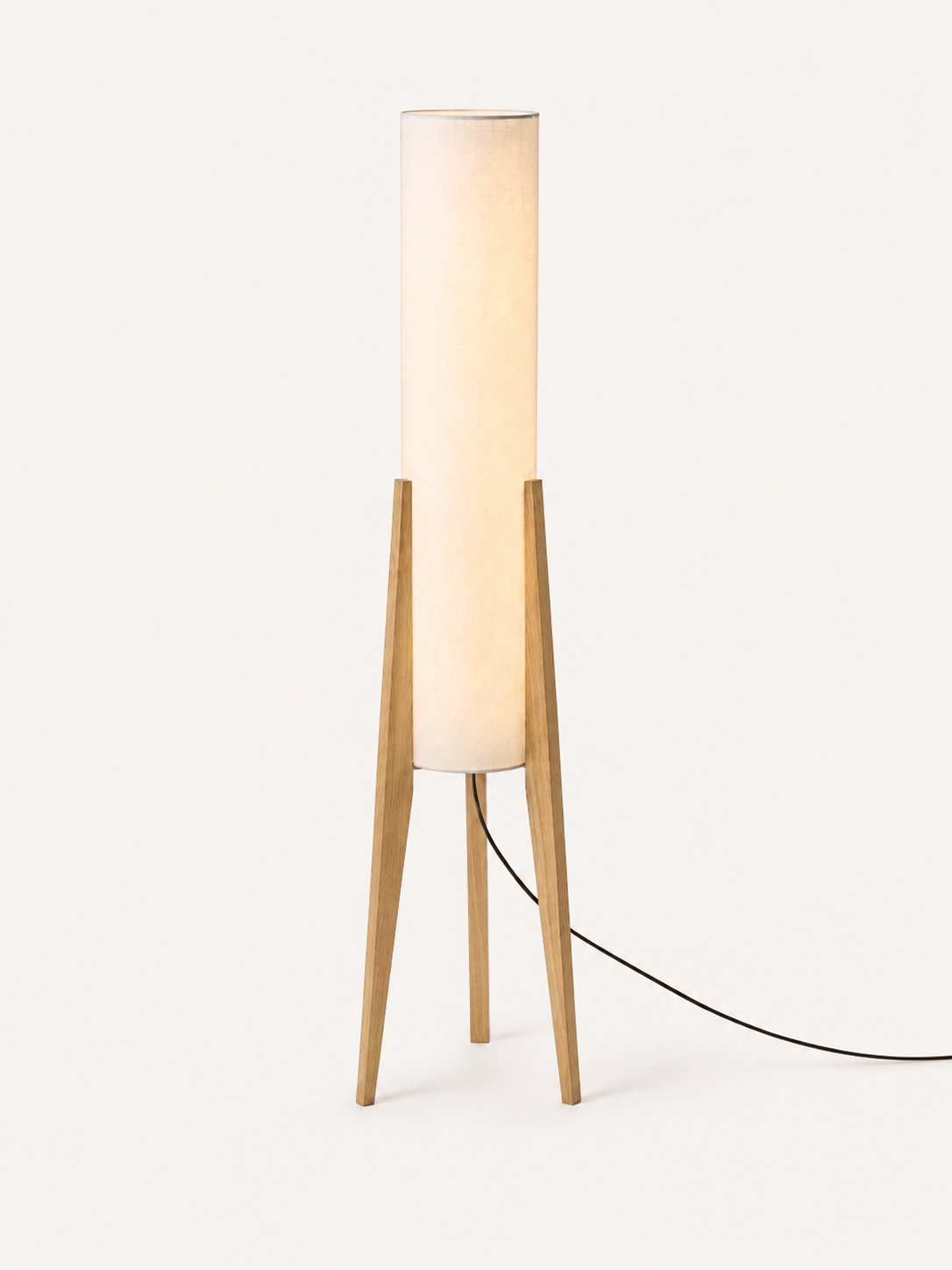 Lampadaire Japandi en Bois et Tissu