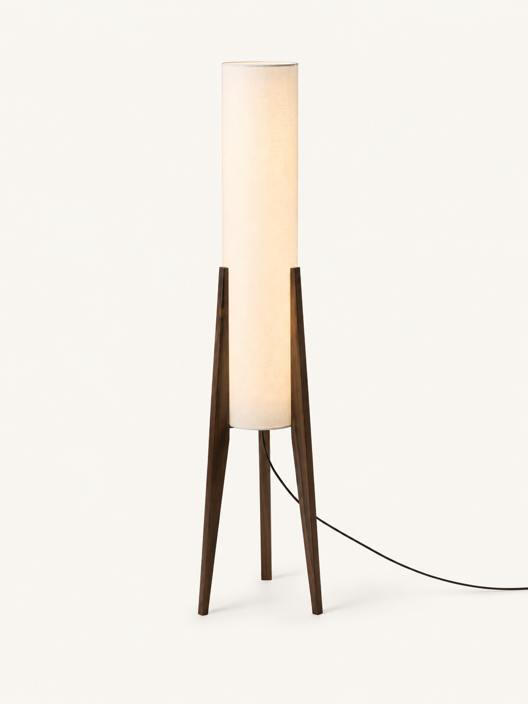 Lampadaire Japandi en bois et tissu