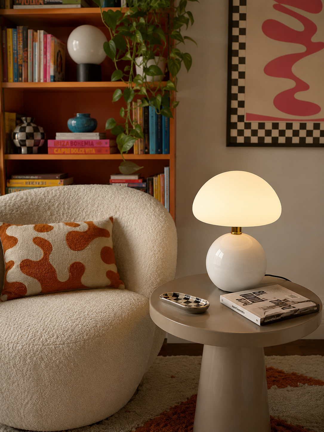 Lampe Champignon en Céramique et Verre