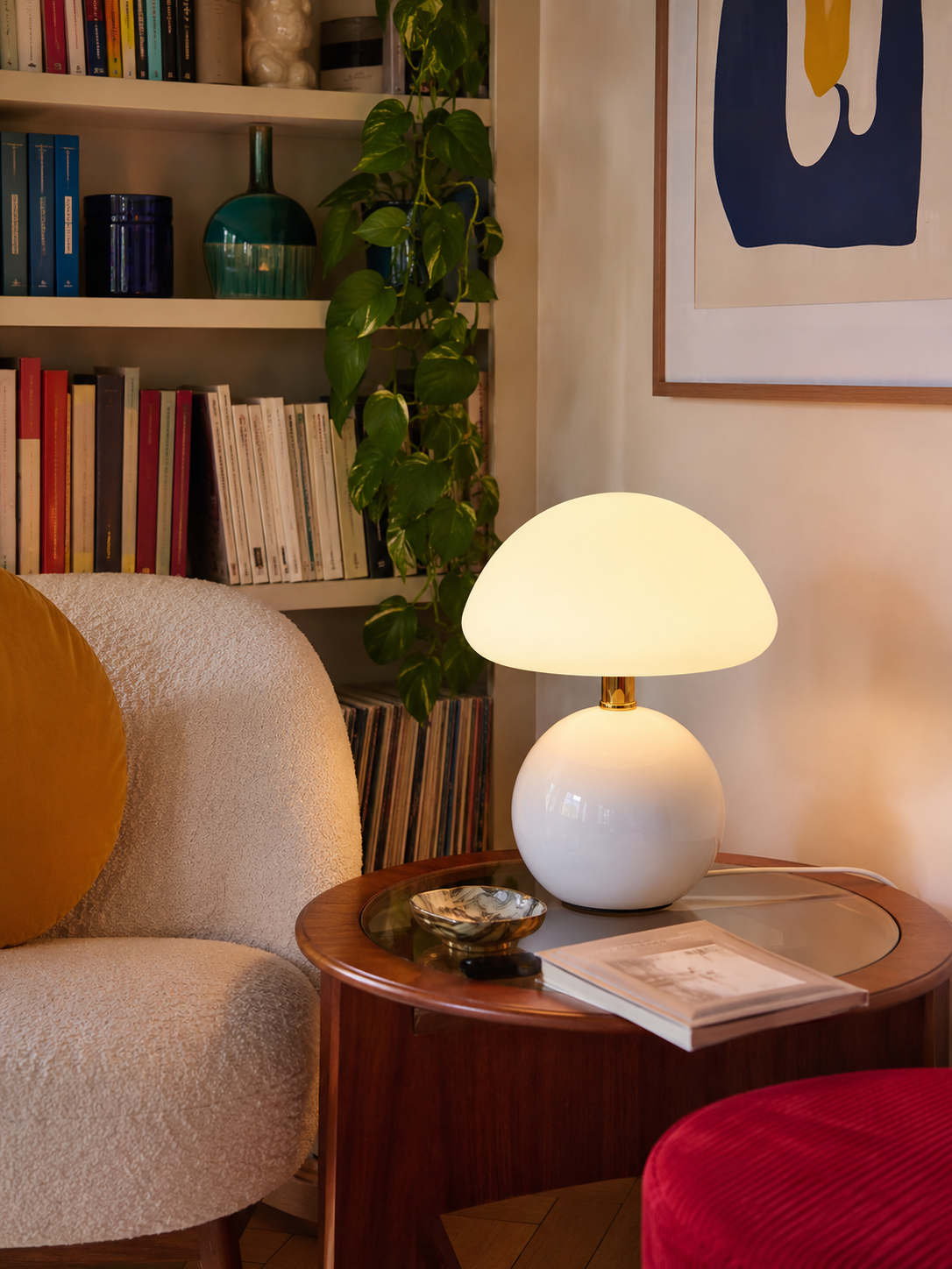 Lampe Champignon en Céramique et Verre