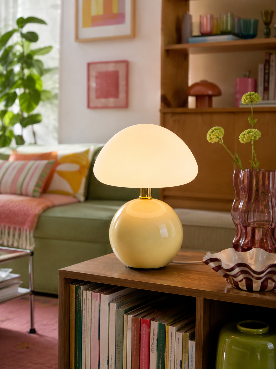 Lampe Champignon en Céramique et Verre
