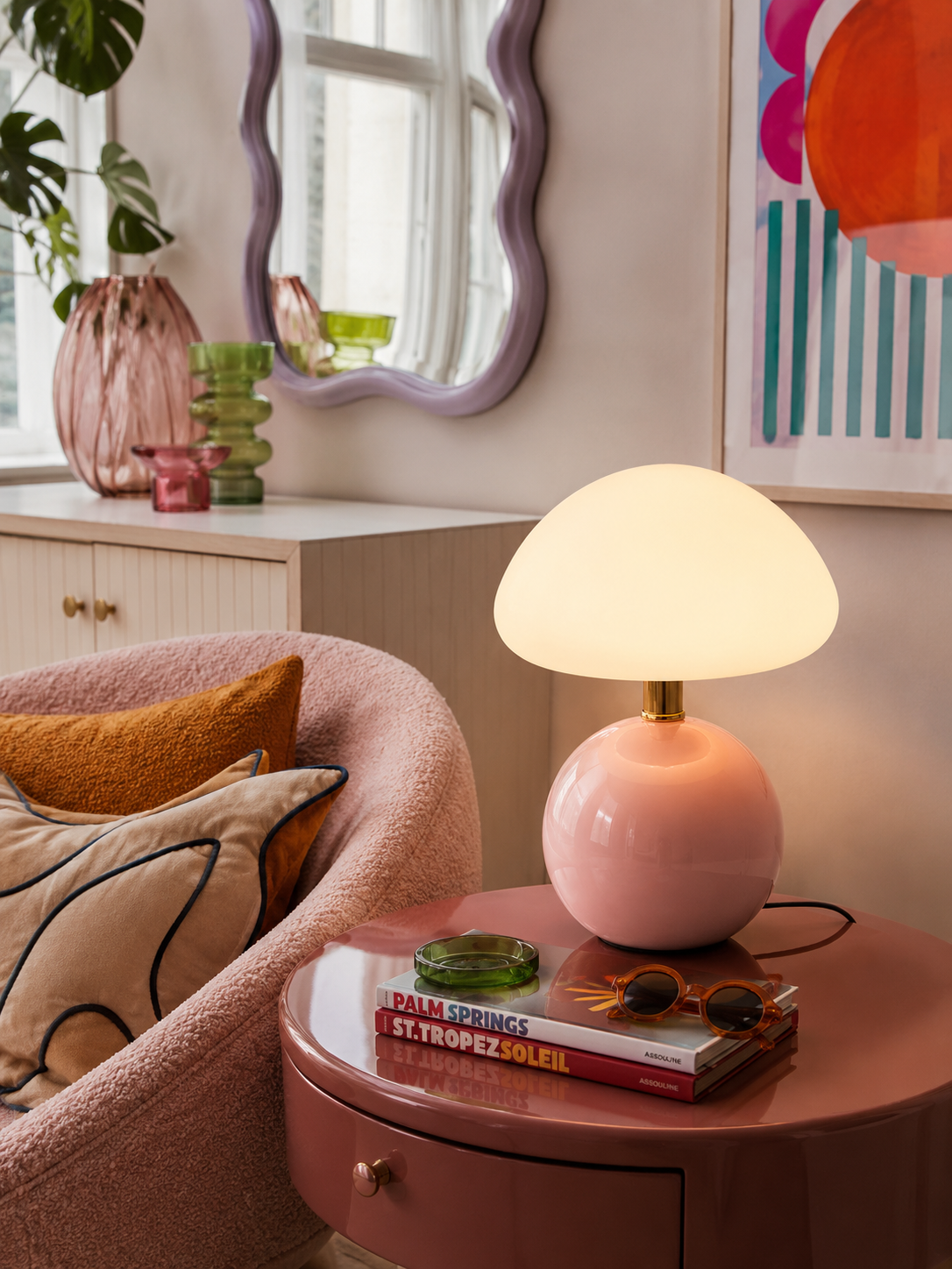 Lampe Champignon en Céramique et Verre