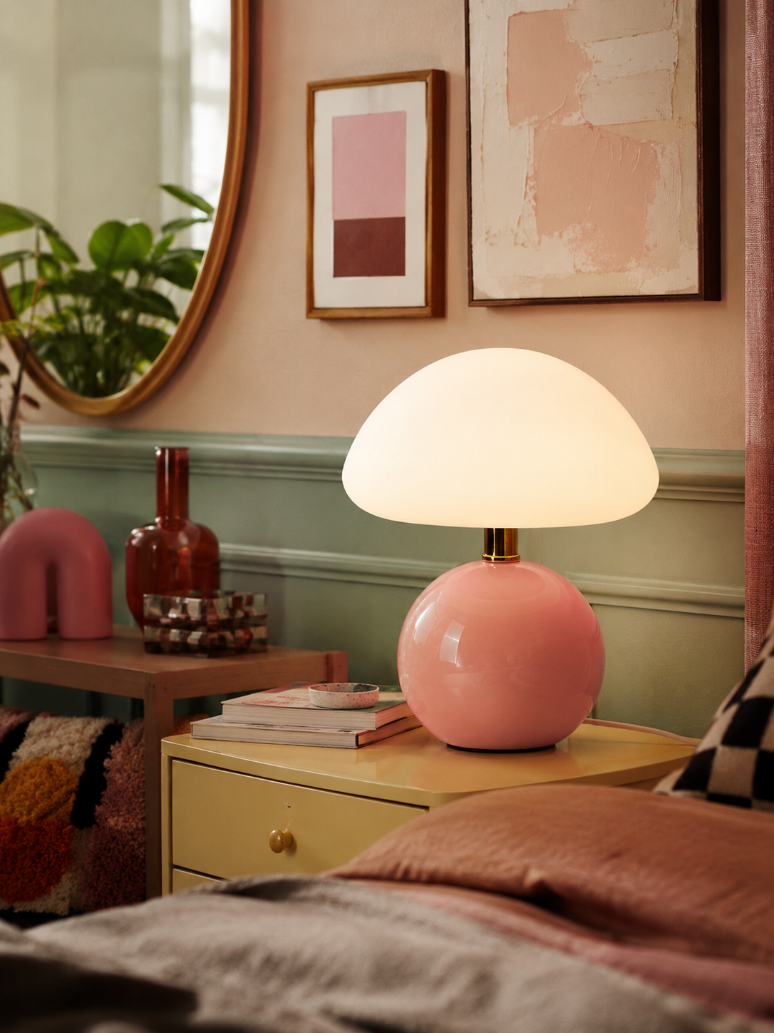 Lampe Champignon en Céramique et Verre