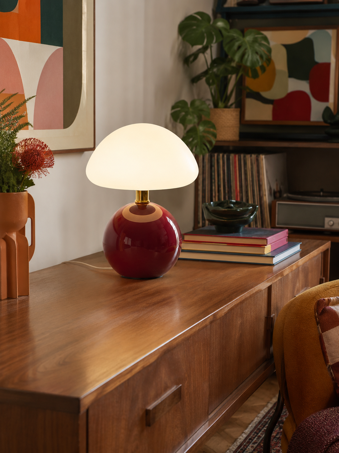 Lampe Champignon en Céramique et Verre