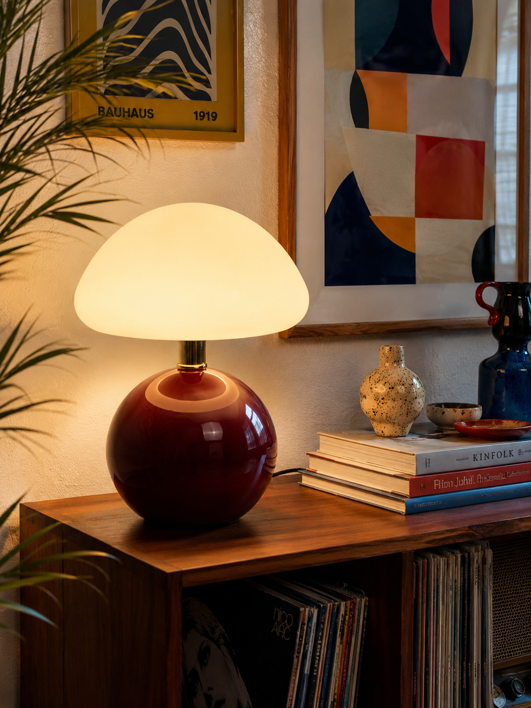 Lampe Champignon en Céramique et Verre