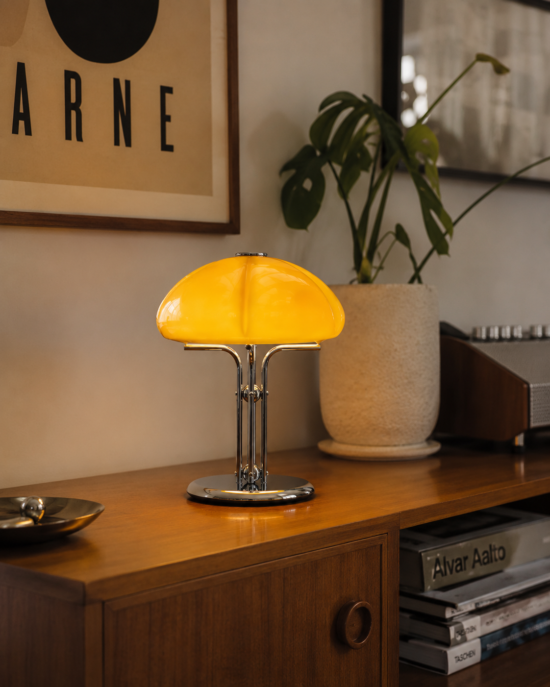 Lampe Champignon en Verre Orange