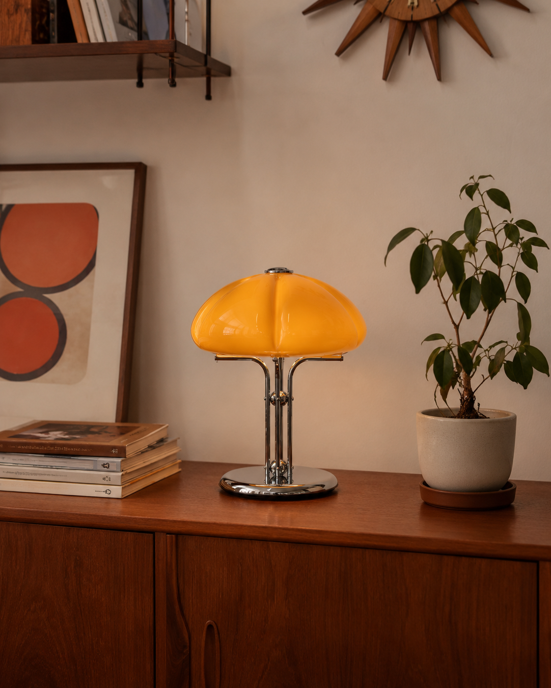 Lampe Champignon en Verre Orange