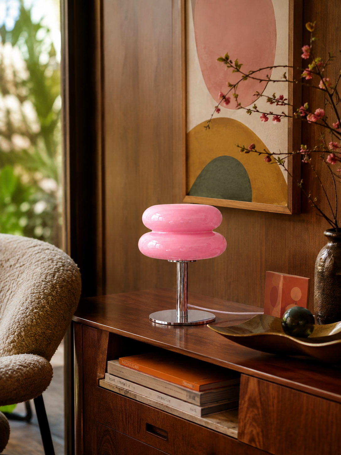 Lampe à Poser Macaron en Verre Teinté