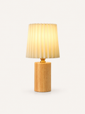 Lampe à Poser Rétro en Bois et Plissé