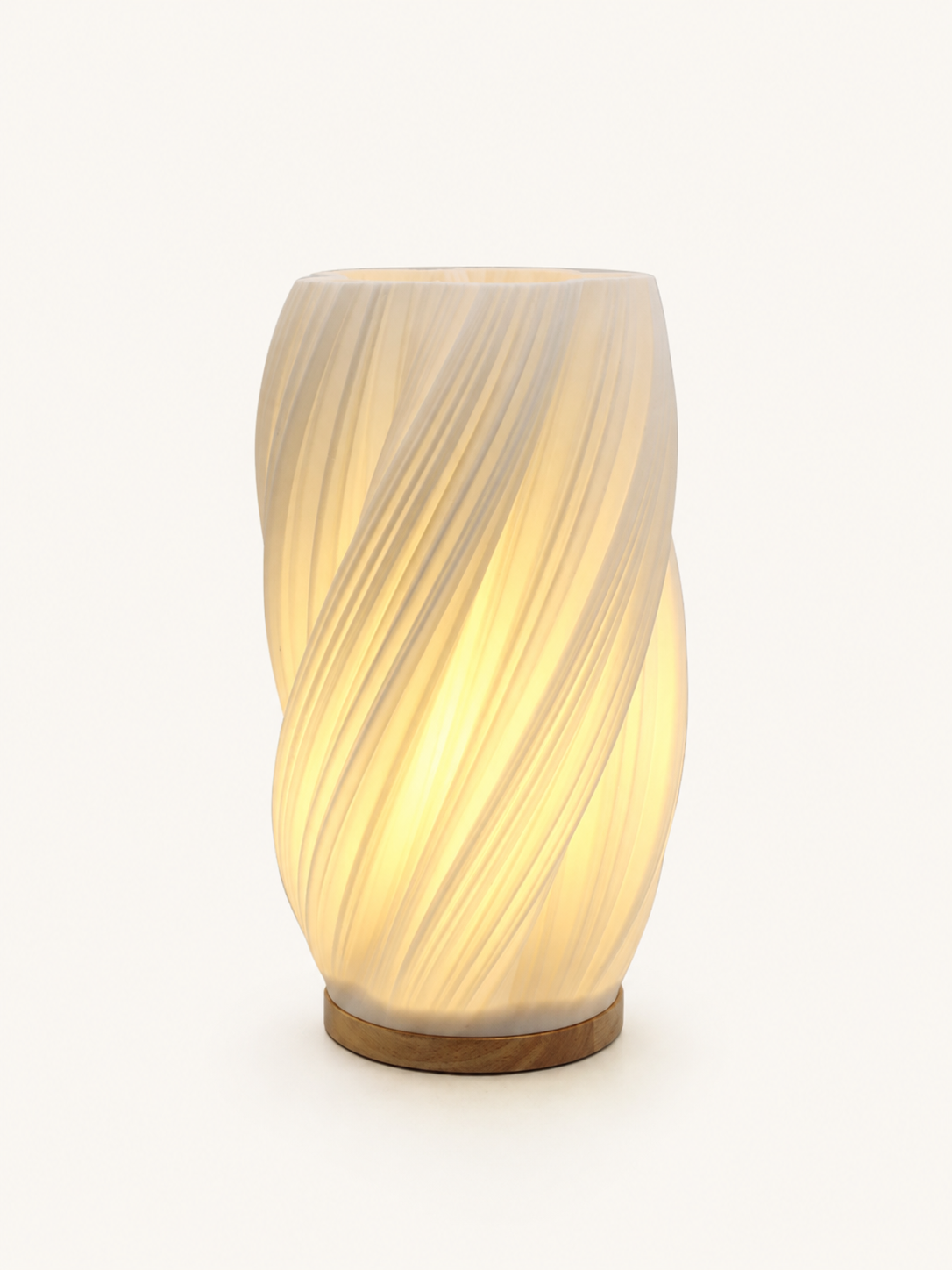 Lampe à poser plissée crème et bois