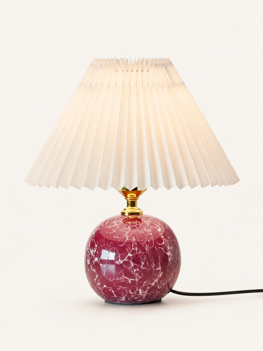 Lampe à Poser en Céramique et Abat-Jour Plissé