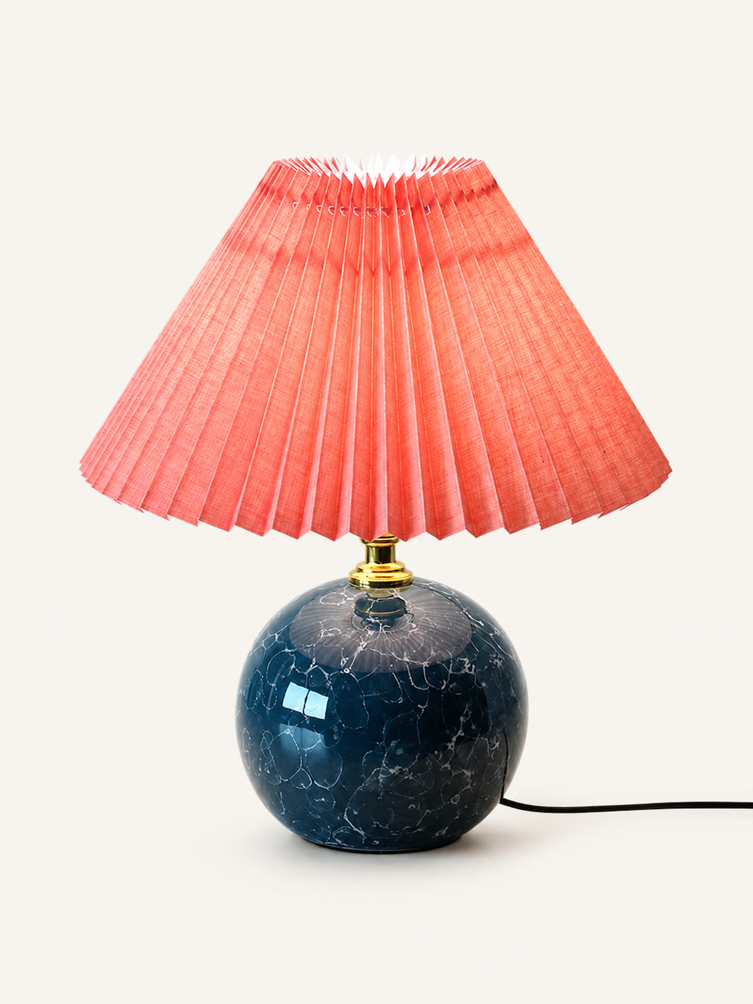 Lampe à Poser en Céramique et Abat-Jour Plissé