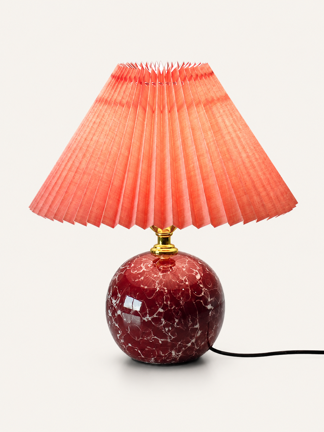 Lampe à Poser en Céramique et Abat-Jour Plissé