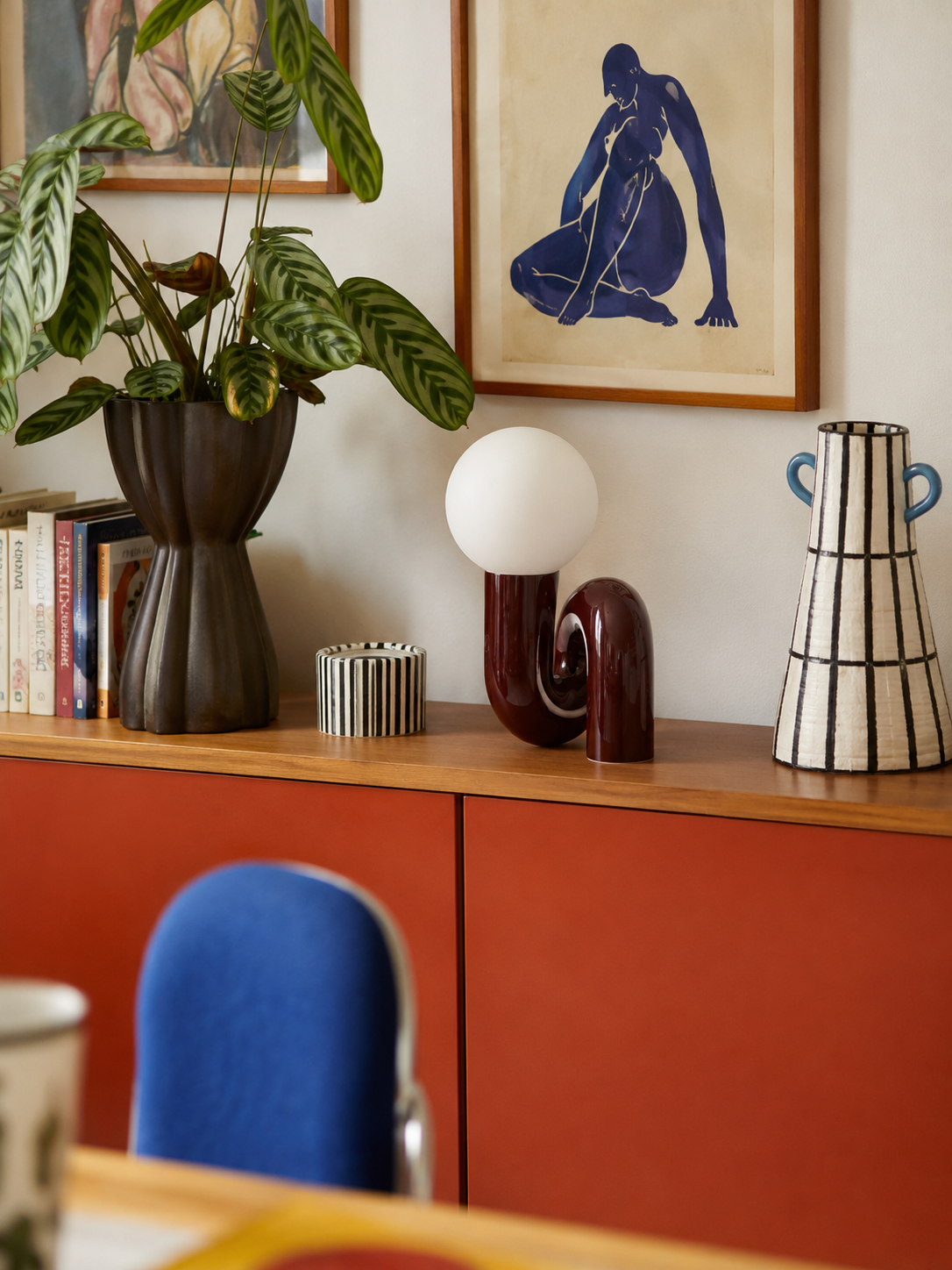 Lampe de Bureau Sculpturale en Verre Coloré