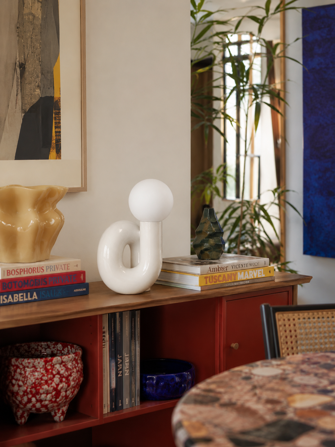 Lampe de Bureau Sculpturale en Verre Coloré