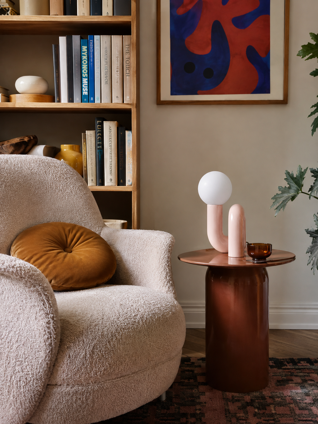 Lampe de Bureau Sculpturale en Verre Coloré