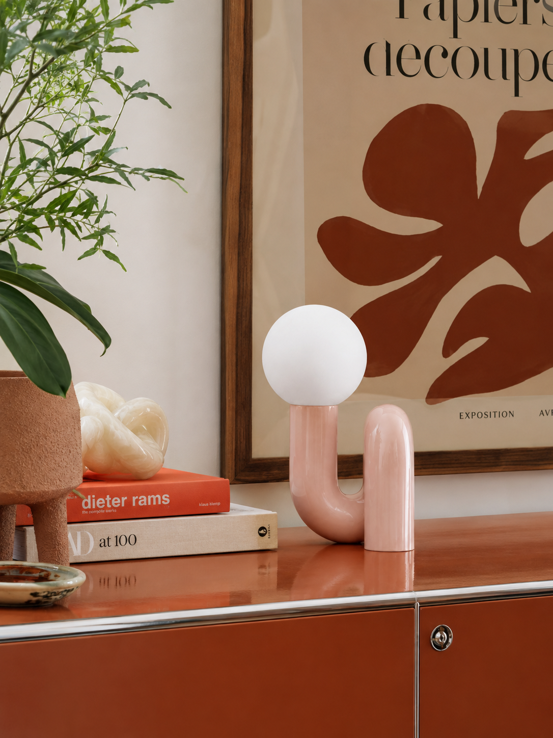 Lampe de Bureau Sculpturale en Verre Coloré
