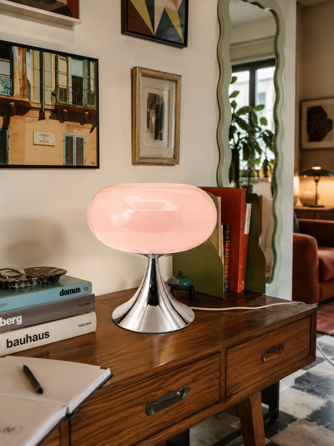 Lampe de Table en Verre Coloré