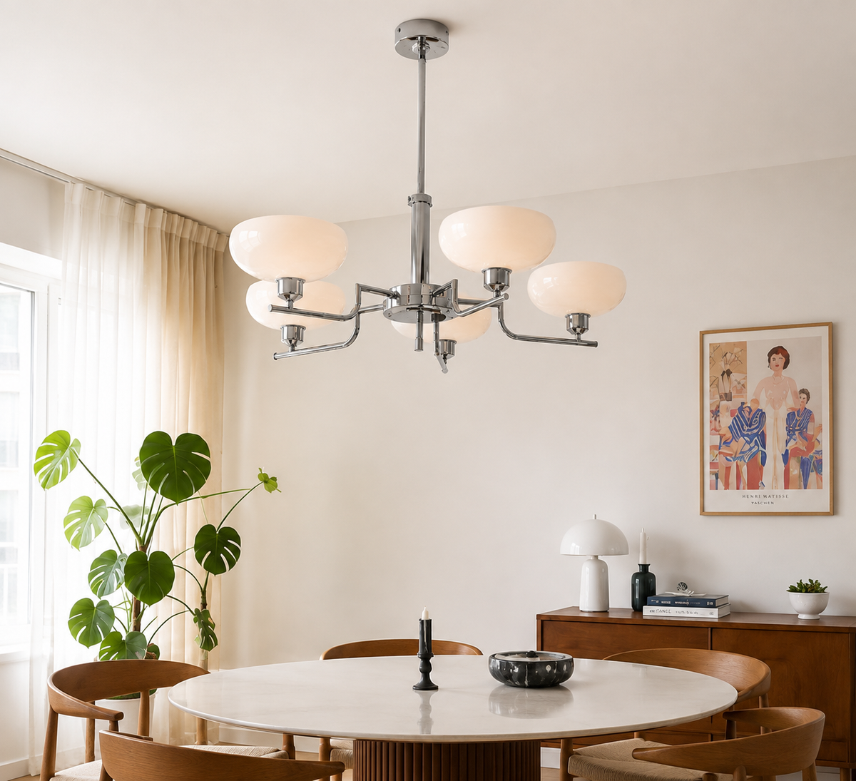 Lustre Bauhaus à Cinq Branches