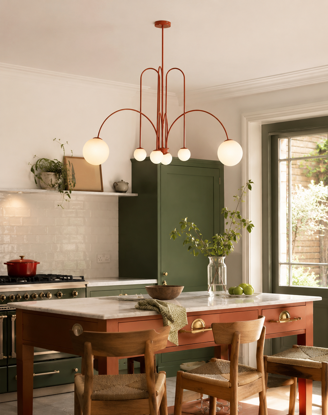 Lustre Design à Branches Arquées Rouge