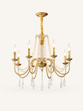 Lustre en cristal et perles dorées