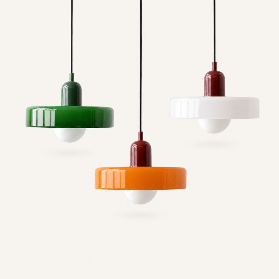 Suspension boule en verre soufflé coloré