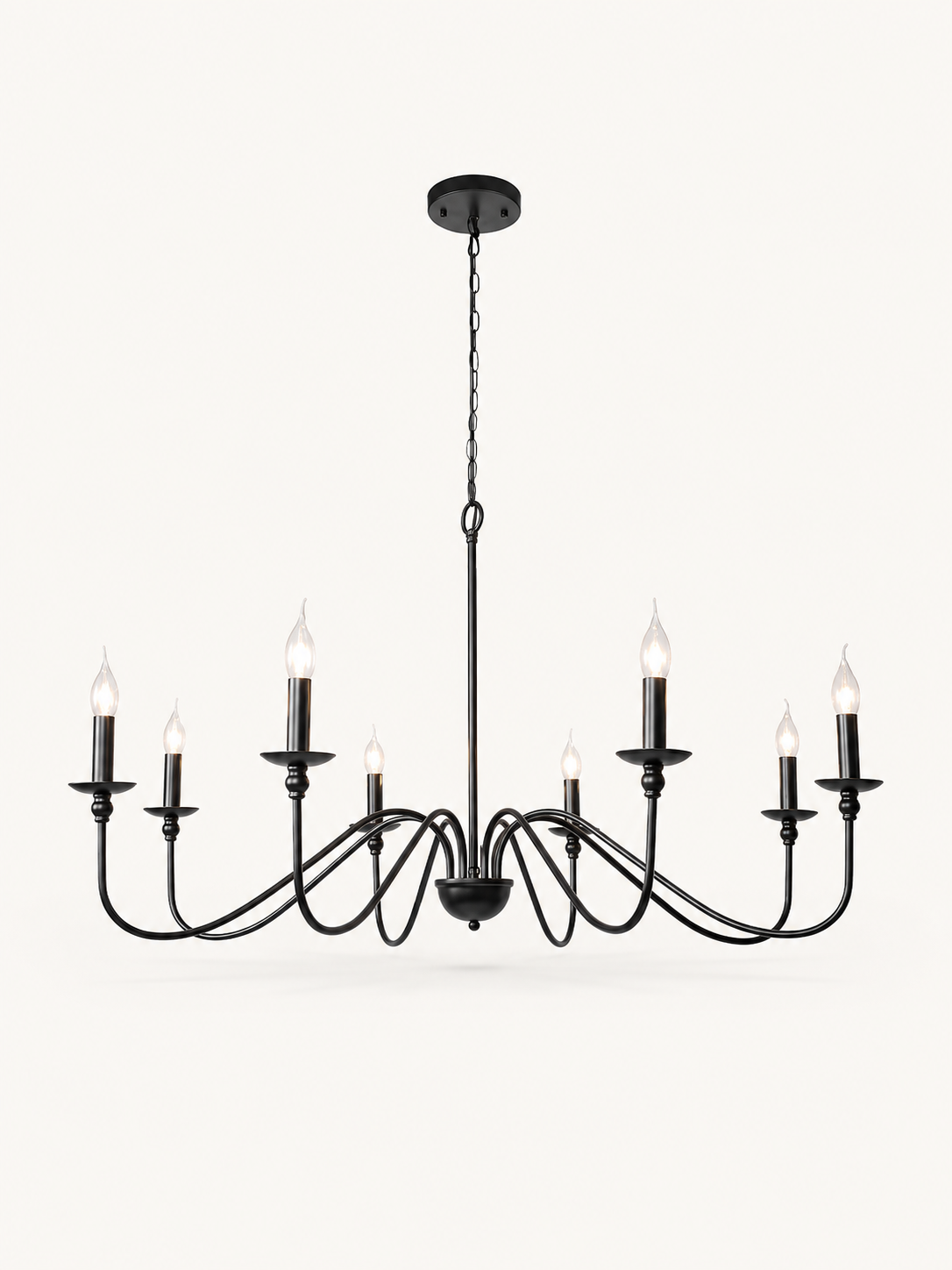 Lustre vintage en métal à 8 bras bougie