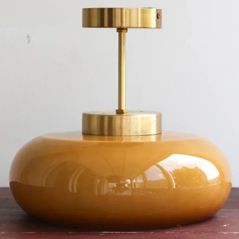 Suspension Vintage en Verre et Laiton