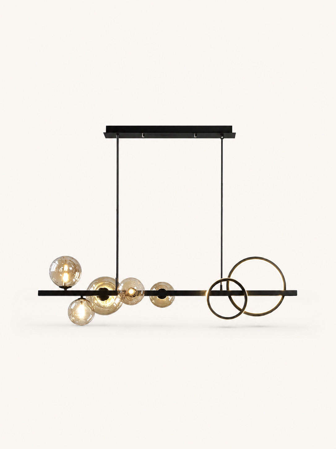 Suspension haricot en verre ambré