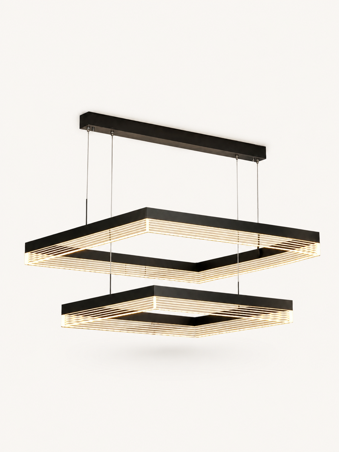 Suspension LED double carré 80 et 60 cm