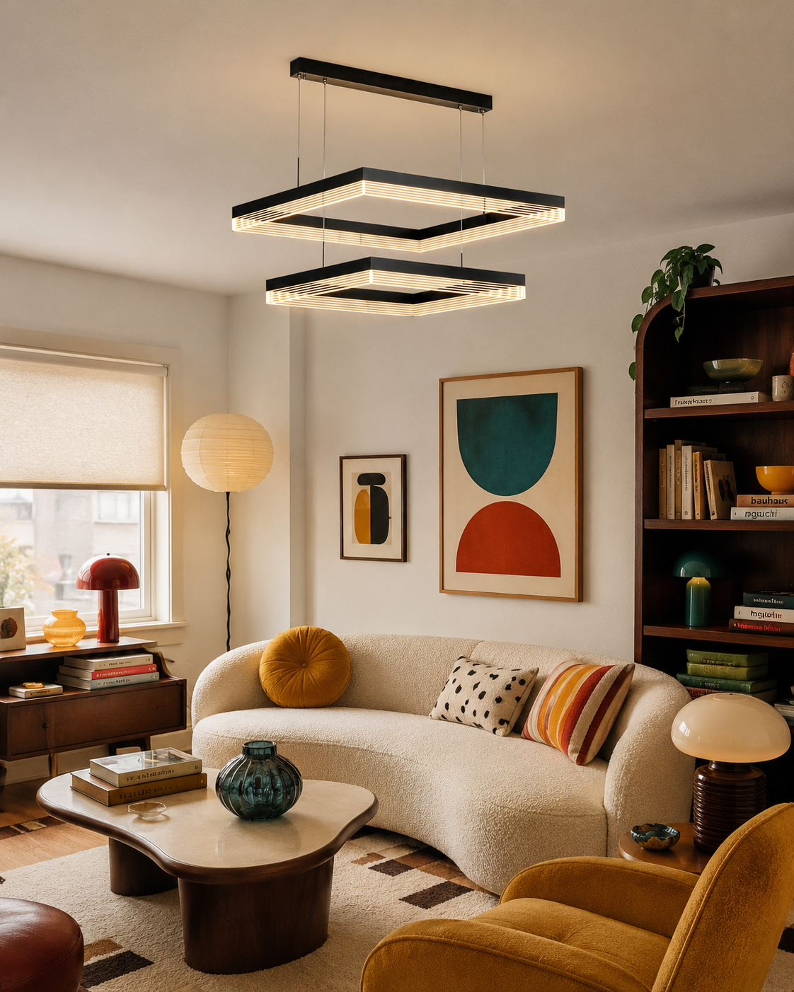 Suspension LED Double Carré 80/60 cm 113 W