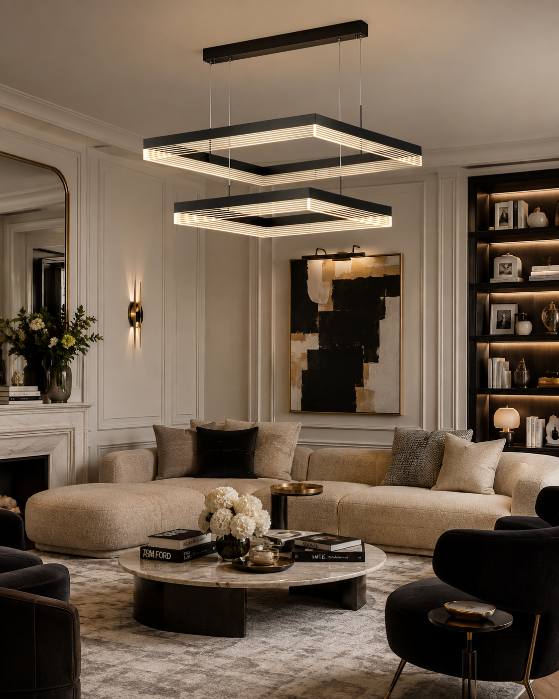 Suspension LED Double Carré 80/60 cm 113 W