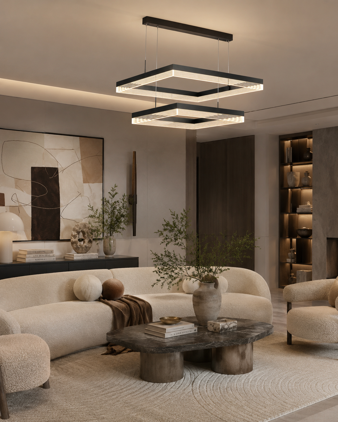 Suspension LED Double Carré 80/60 cm 113 W