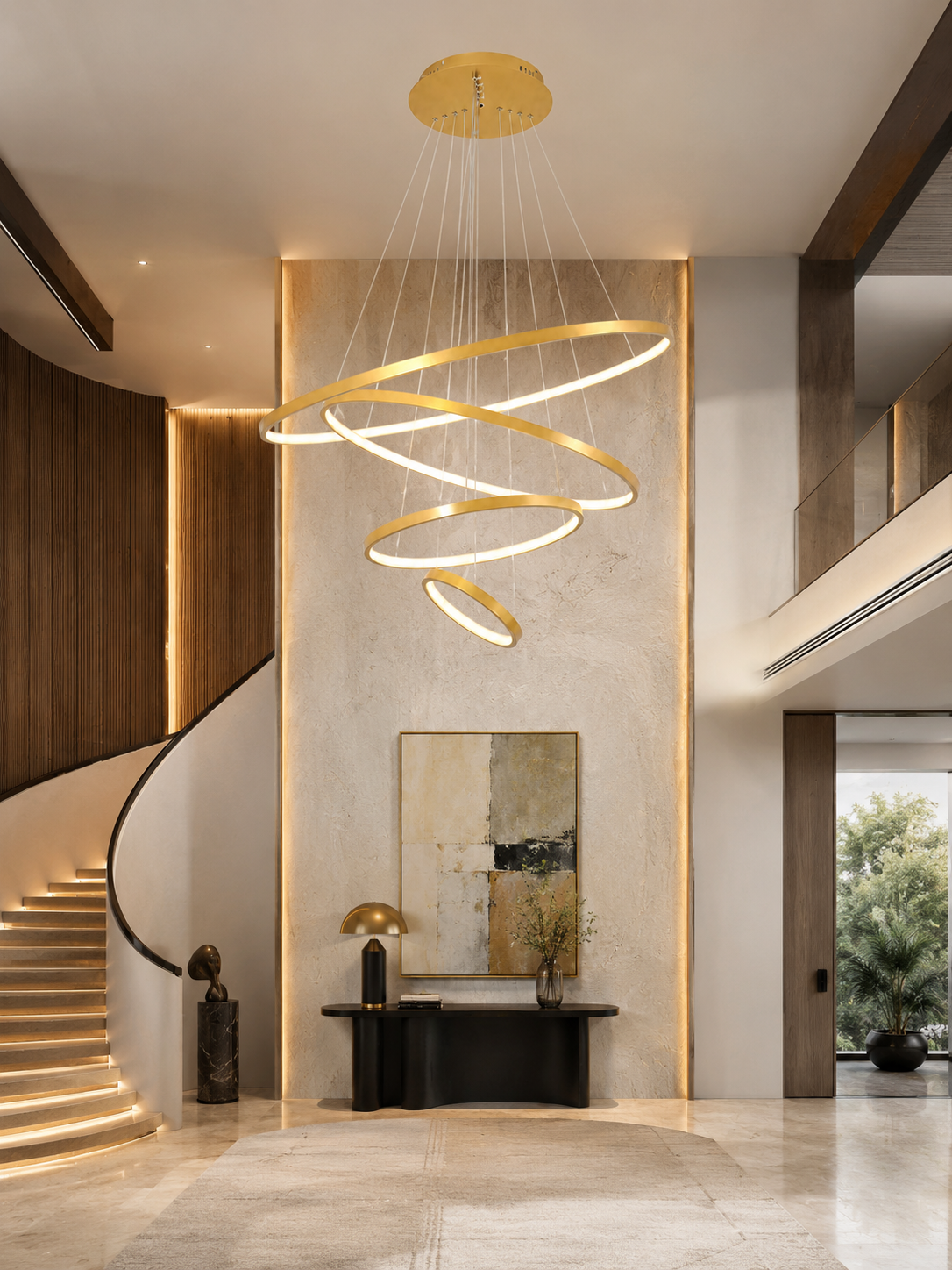 Suspension LED Quatre Anneaux Étagés