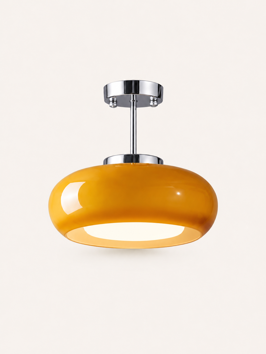 Suspension Vintage en Verre et Chrome
