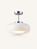 Suspension vintage en verre et chrome