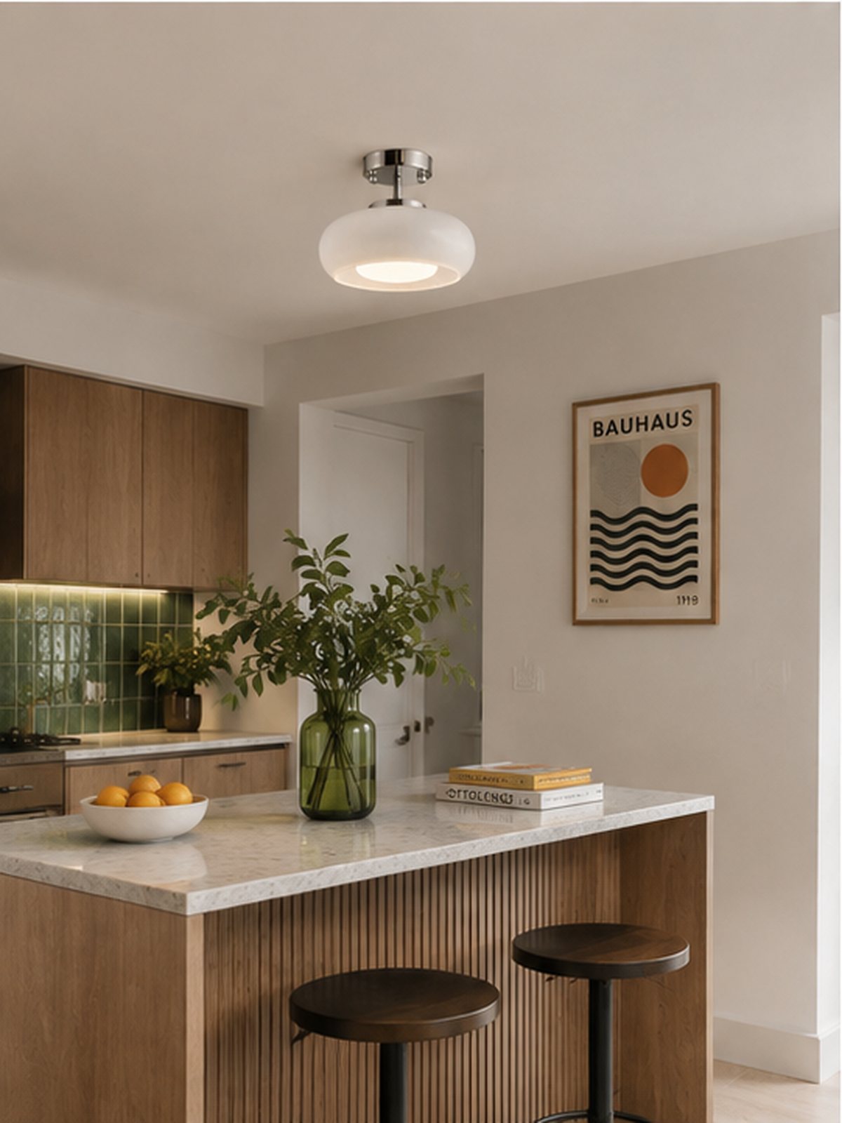 Suspension Vintage en Verre et Chrome