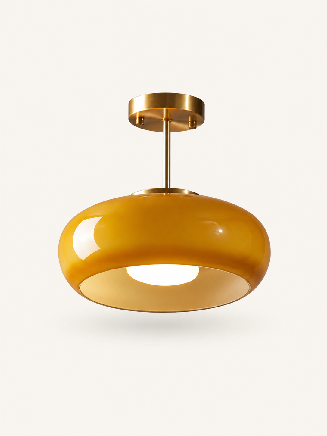 Suspension Vintage en Verre et Laiton